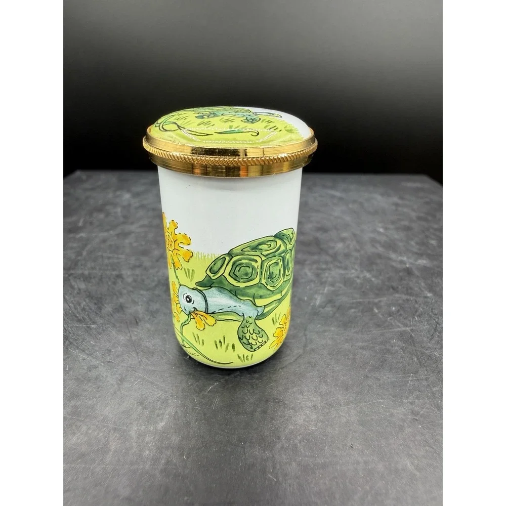 🐢 Vintage Crummels English Enamels Turtle Trinket Box – EUC ✨